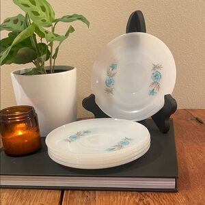Set of 5 Vintage Bonnie Blue Flower – Fire King (Anchor Hocking)